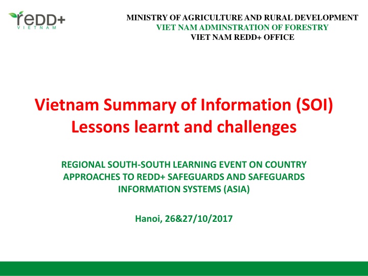 Vietnam Summary of Information (SOI) Lessons learnt and challenges