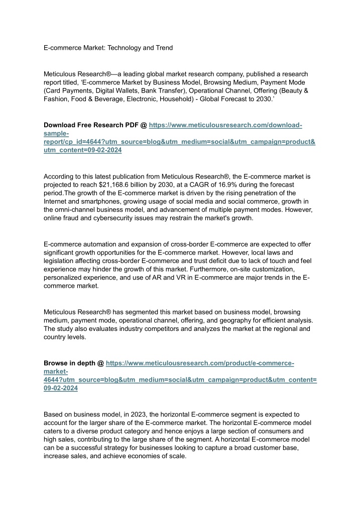 e commerce market technology and trend n.w