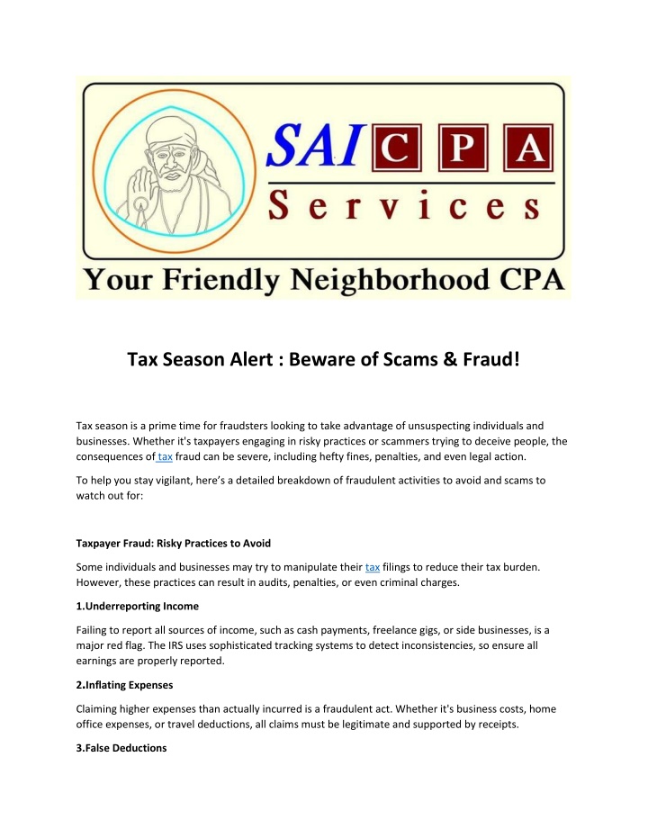 tax season alert beware of scams fraud n.w