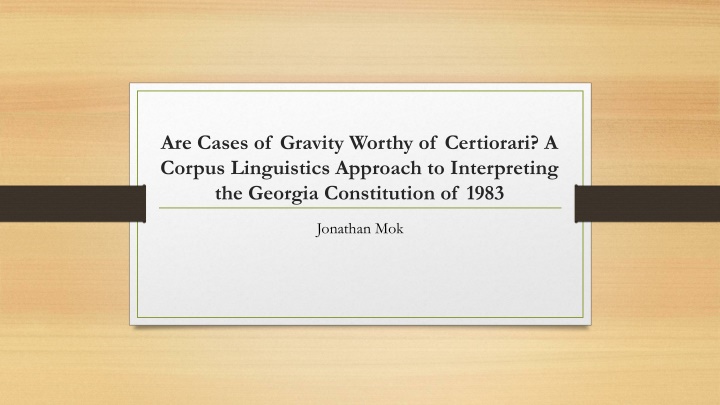 Corpus Linguistics Approach to Georgia Constitution of 1983