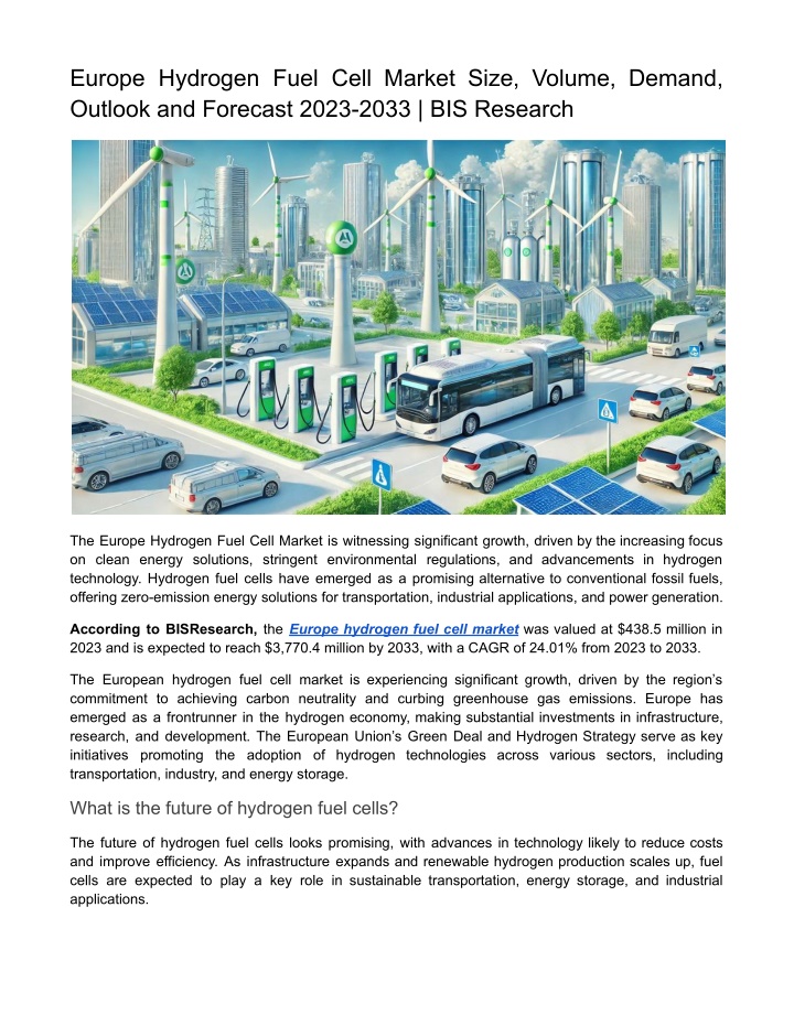europe hydrogen fuel cell market size volume n.w