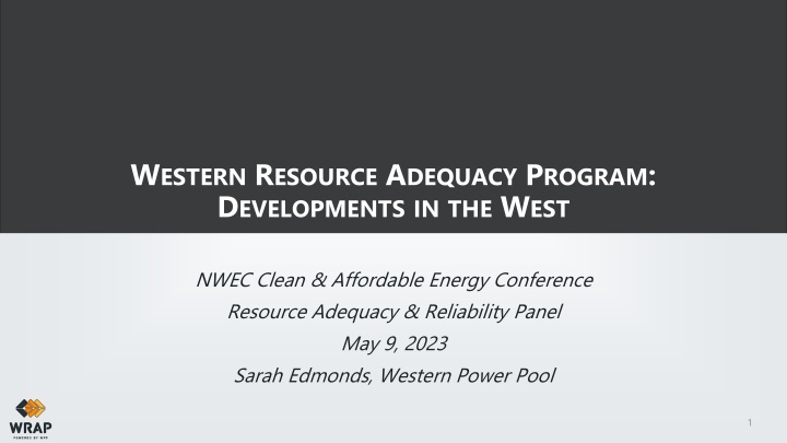 Developments in the Western Resource Adequacy Program