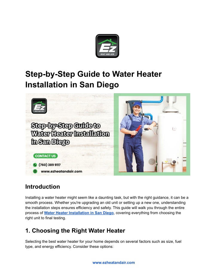 step by step guide to water heater installation n.w