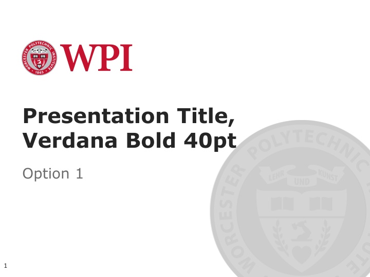 Presentation Title in Verdana Bold Font