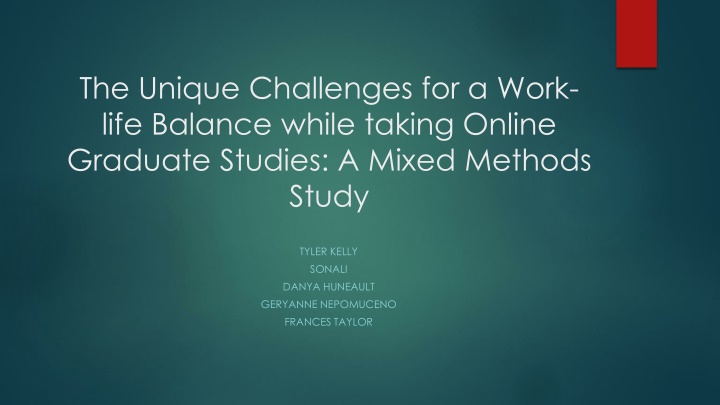 Challenges in Balancing Online Graduate Studies