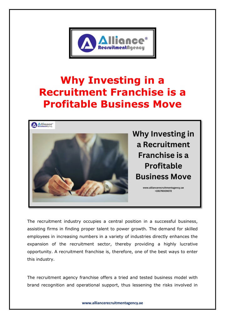 why investing in a recruitment franchise n.w