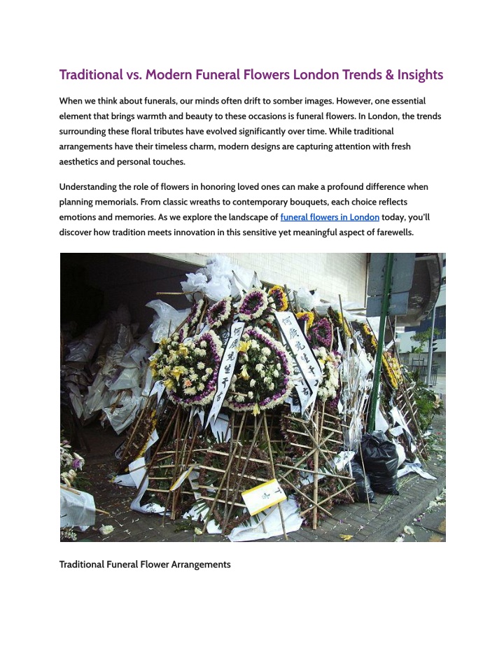 traditional vs modern funeral flowers london n.w