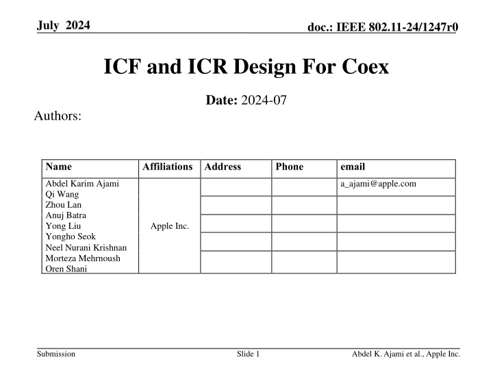 ICF and ICR Design For Coex