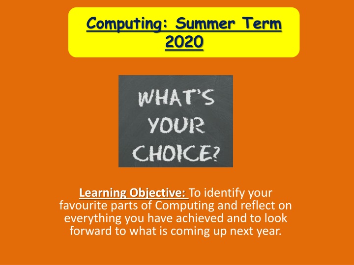 Computing: Summer Term  2020