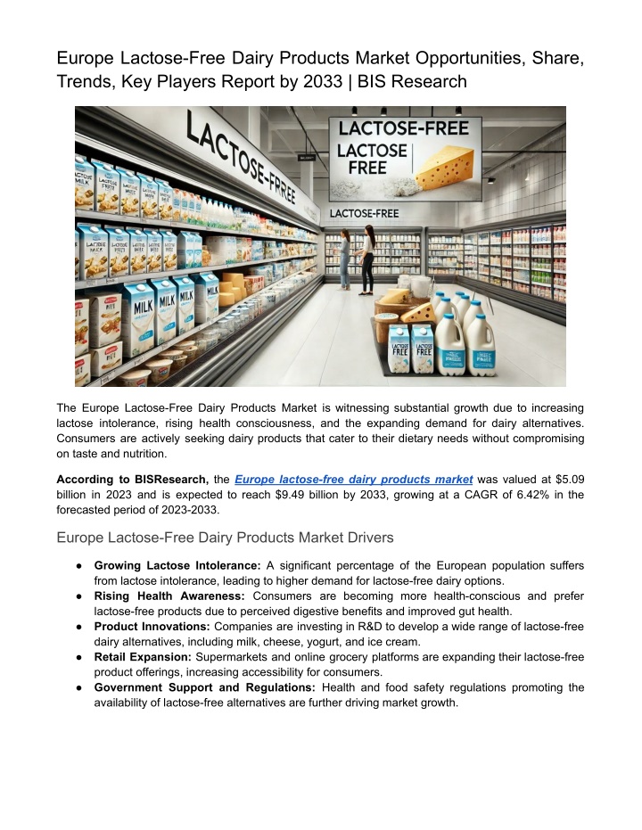 europe lactose free dairy products market n.w