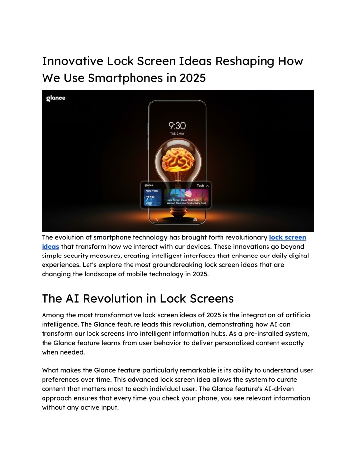 innovative lock screen ideas reshaping n.w