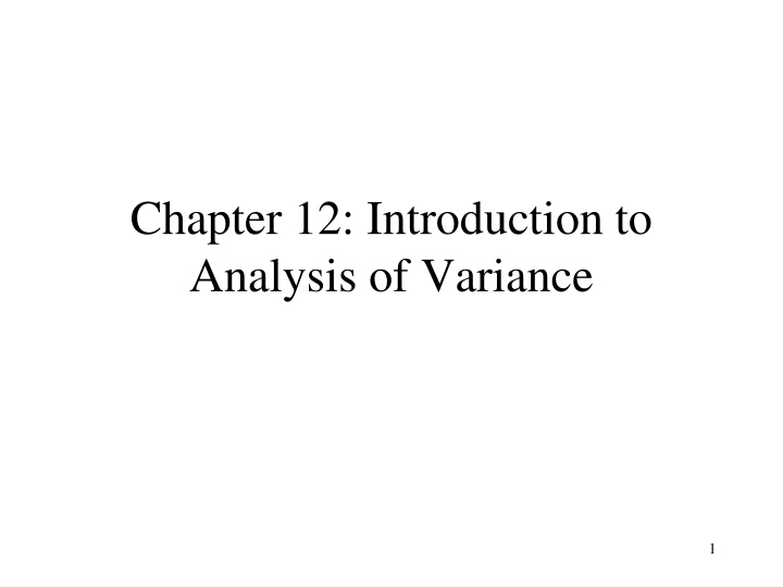 Introduction to Analysis of Variance