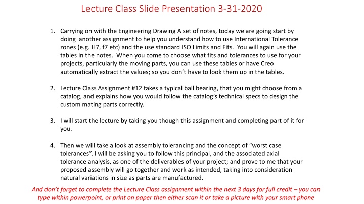 Lecture Class Slide Presentation 3-31-2020