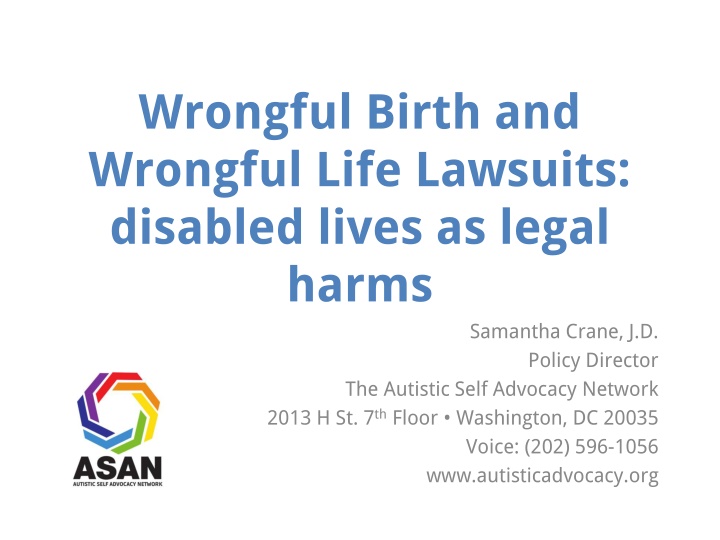 Wrongful Birth and Life Lawsuits: Disabled Lives as Legal Harms