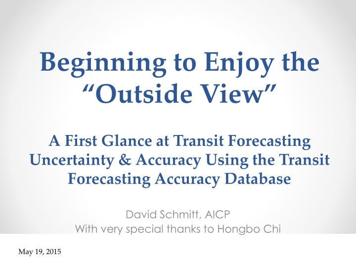 Transit Forecasting Accuracy Database Analysis