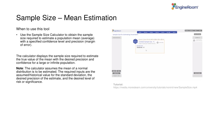 Sample Size Mean Estimation Tool