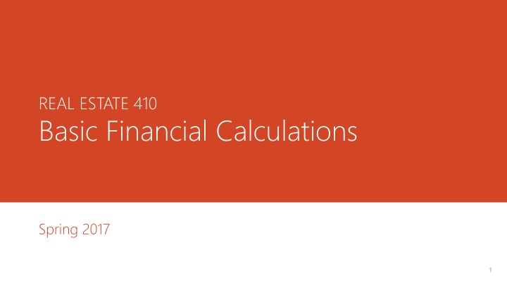 Basic Financial Calculations