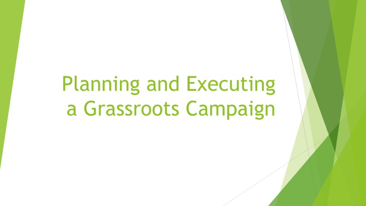 Grassroots Campaign Planning & Execution