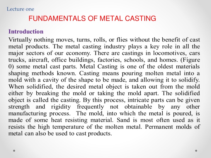 FUNDAMENTALS OF METAL CASTING