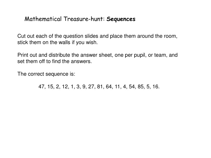 Mathematical Treasure Hunt: Sequences Challenge