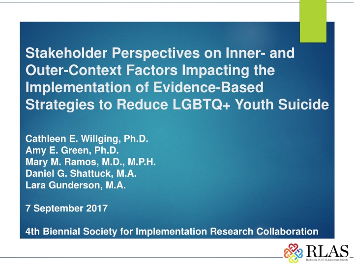 Stakeholder Perspectives on Factors Impacting LGBTQ+ Youth Suicide