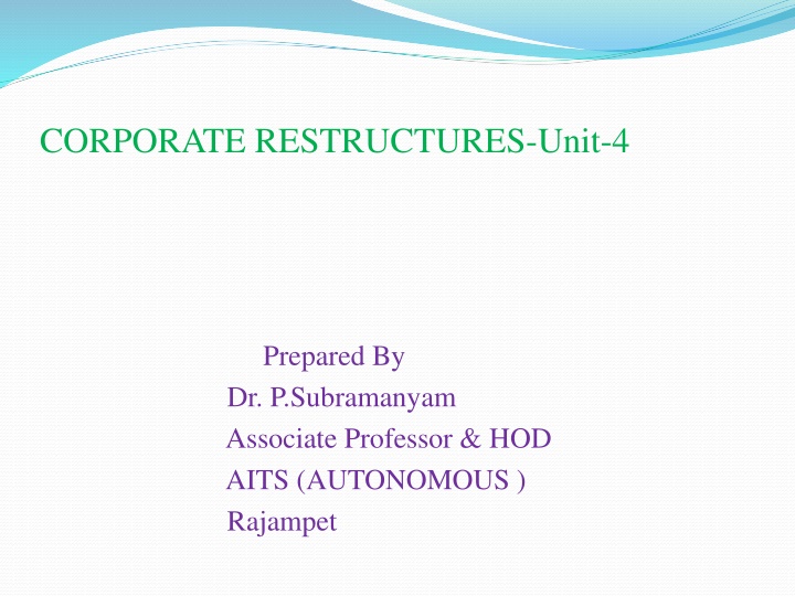 CORPORATE RESTRUCTURES-Unit-4
