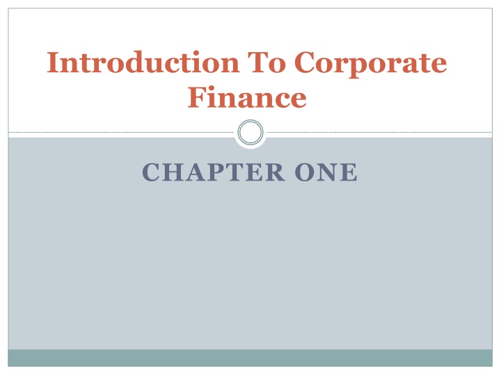 Introduction To Corporate Finance