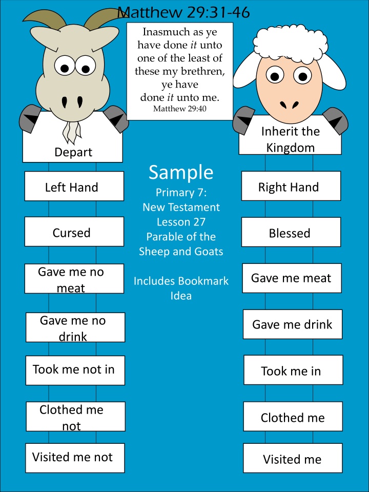 Parable of the Sheep and Goats Lesson Highlights
