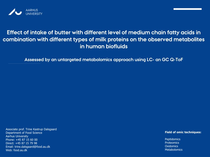 Effect of Butter Intake on Metabolites in Human Biofluids