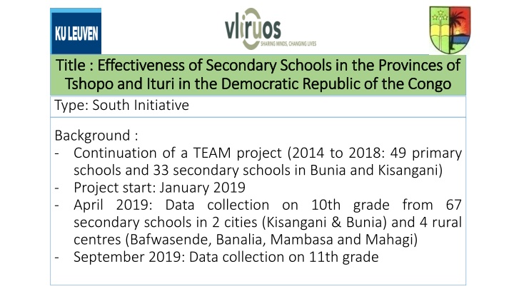 Effectiveness of Secondary Schools in Provinces of Tshopo and Ituri