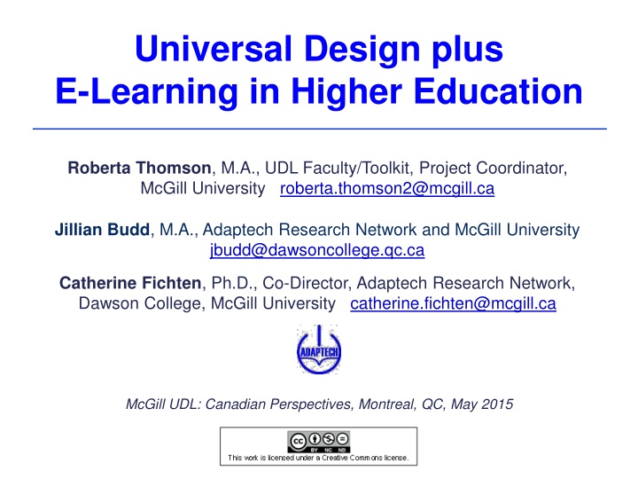 Universal Design Plus E-Learning in Higher Education