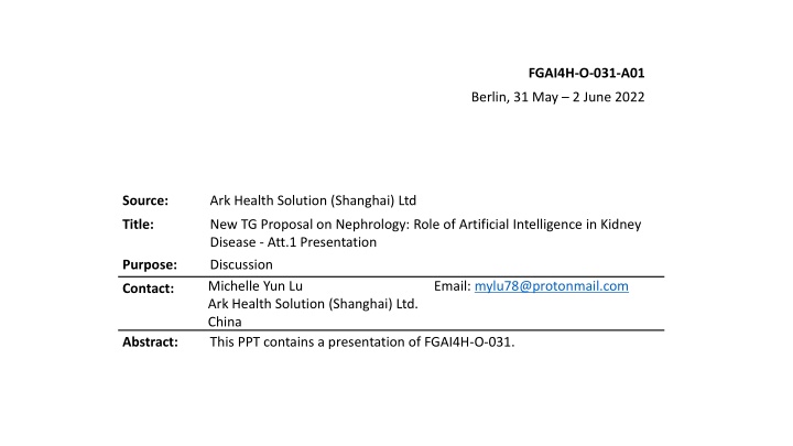 Role of Artificial Intelligence in Kidney Disease