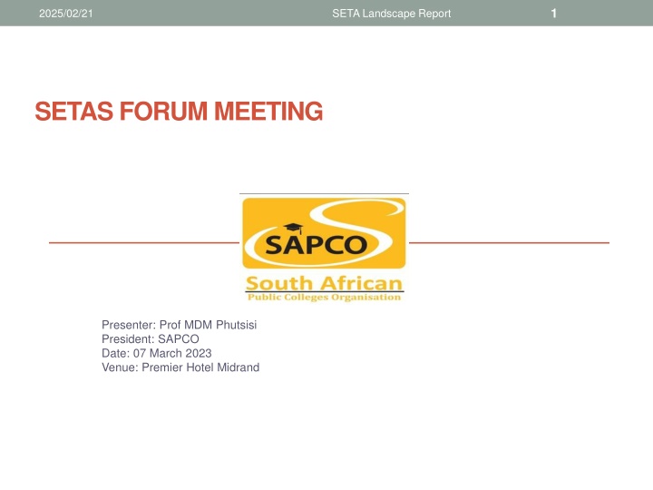 SETAS FORUM MEETING