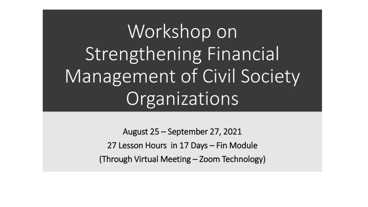 Strengthening Financial Management of Civil Society Organizations Workshop