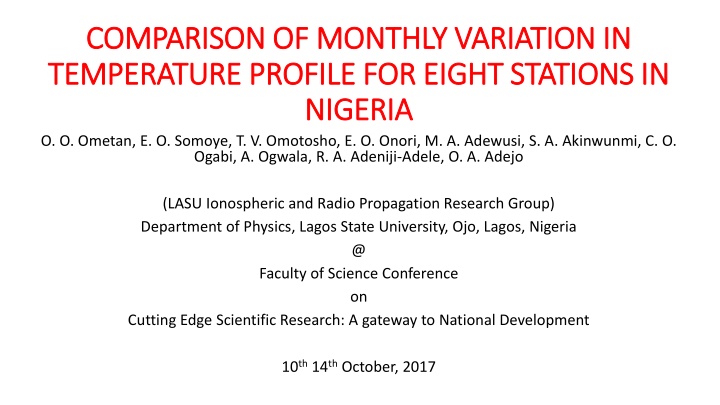 Monthly Temperature Variations Analysis in Eight Nigerian Stations