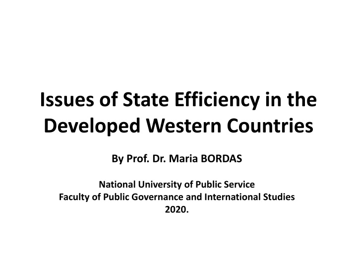 Issues of State Efficiency in Developed Western Countries