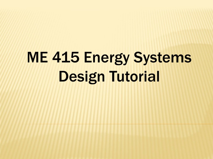 ME.415 Energy Systems Design Course Overview