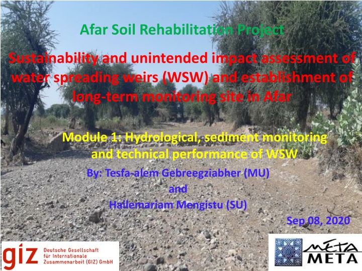 Soil Rehabilitation Project Sustainability: Hydrological and Sediment Assessment in Afar