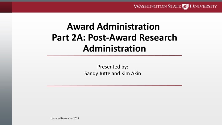 Post-Award Research Administration Overview