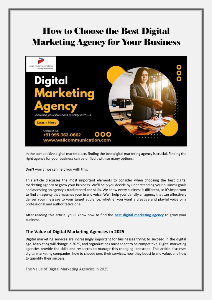 how to choose the best digital marketing agency n.w