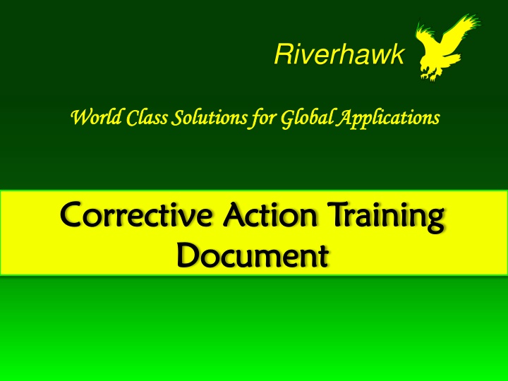 Riverhawk Supplier Corrective Action Training