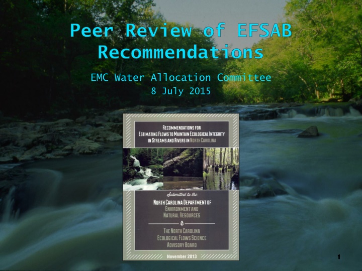 Peer Review of EFSAB Recommendations by Instream Flow Council