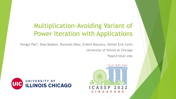 Multiplication-Avoiding Variant of Power Iteration with Applications