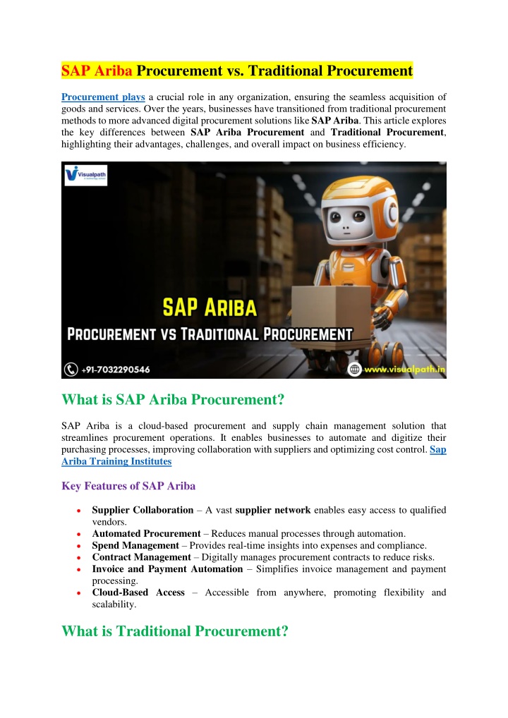 sap ariba procurement vs traditional procurement n.w