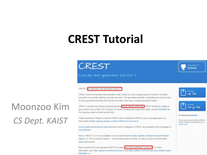 Overview of CREST Testing Tool