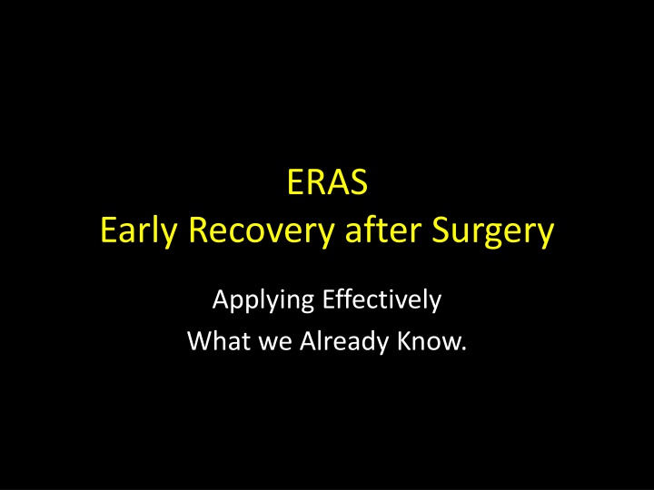 Early Recovery after Surgery