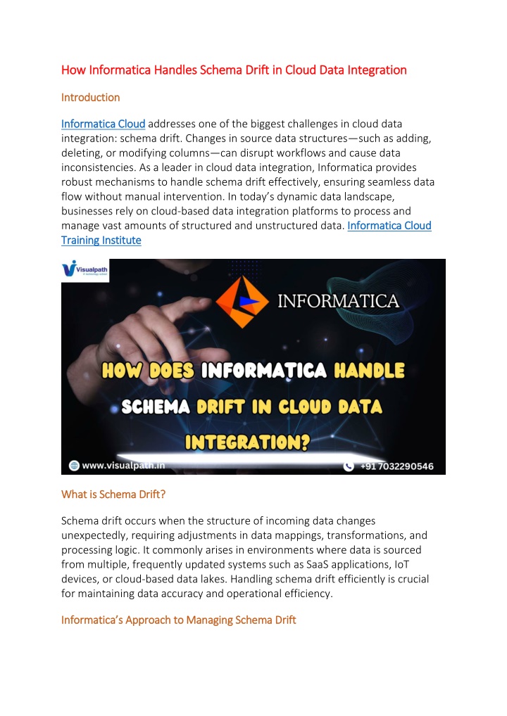 how informatica handles schema drift in cloud n.w