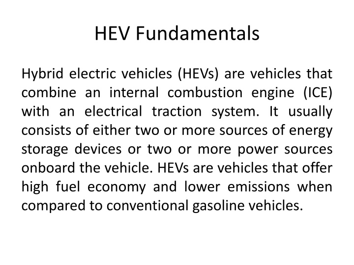 HEV Fundamentals