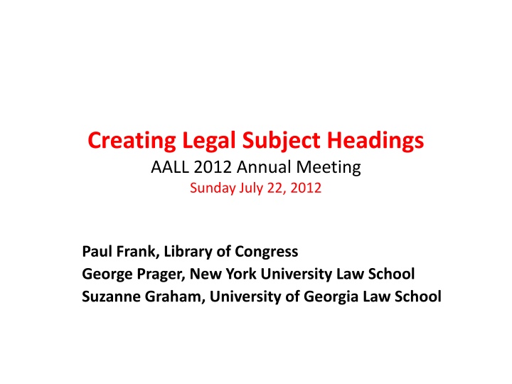Creating Legal Subject Headings