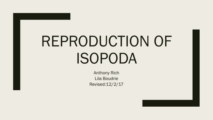REPRODUCTION OF  ISOPODA